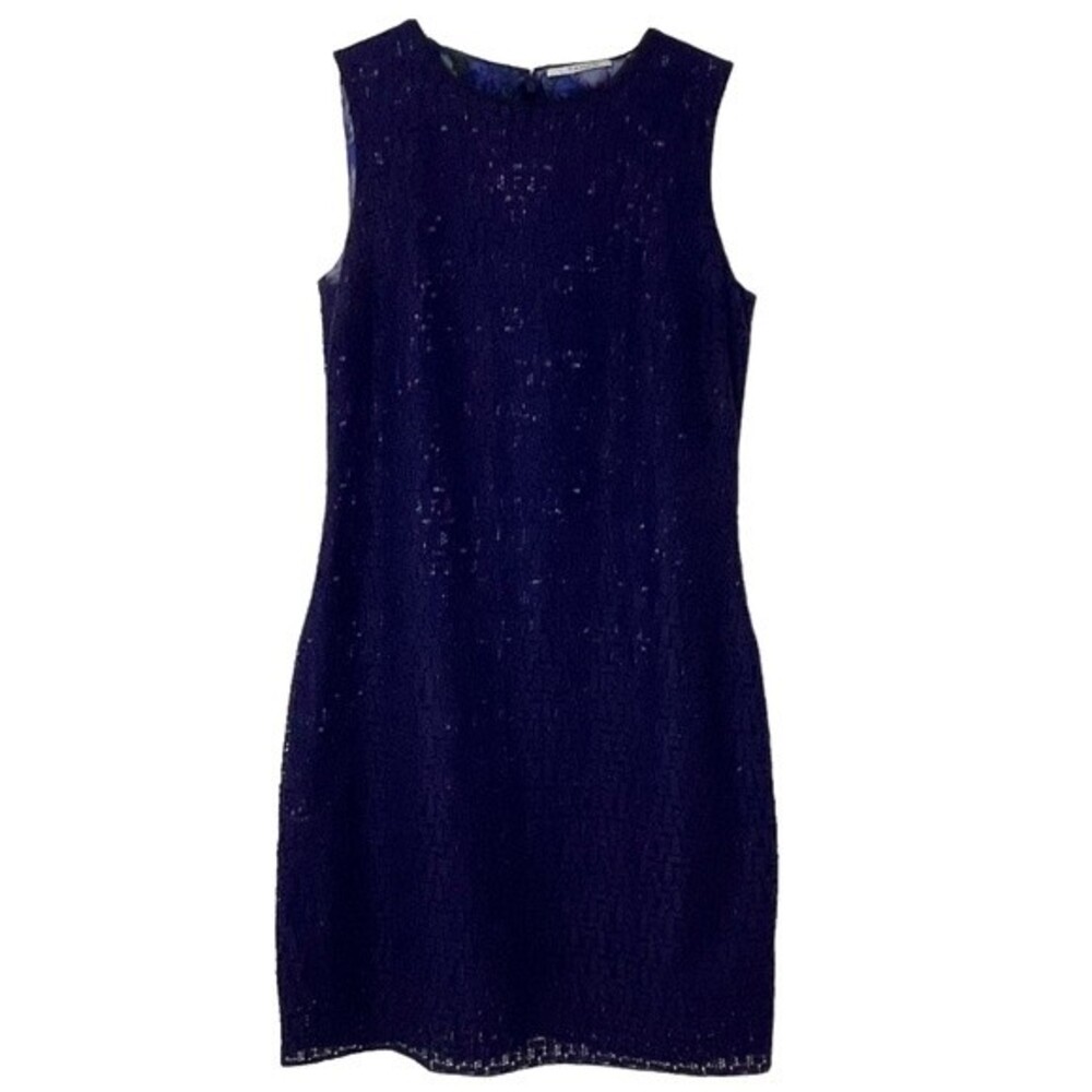 T. Tahari Purple Lace Dress with Floral Shift